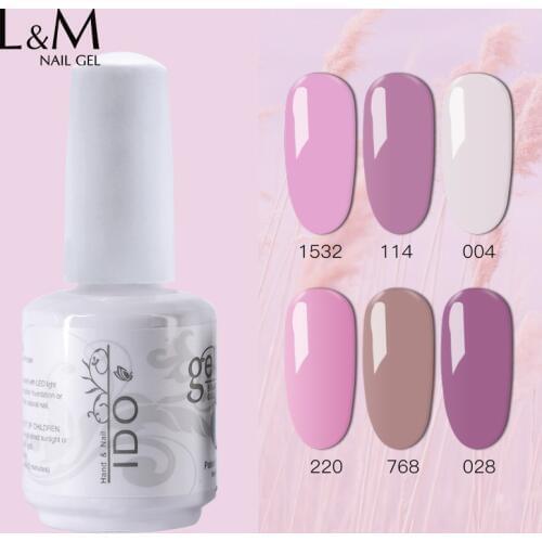 6 Pcs Lot IDO Gelpolish Sweet Color Series UV Nail Gel Polish Soak Off UV Gel Polish Hot Sale Nude Color Nail Varnish Led Gel