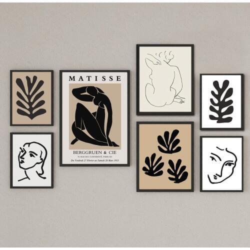 Abstract Matisse line Body art Leaf Plant Wall Art Canvas Painting Nordic Posters And Prints Wall Pictures For Living Room Decor