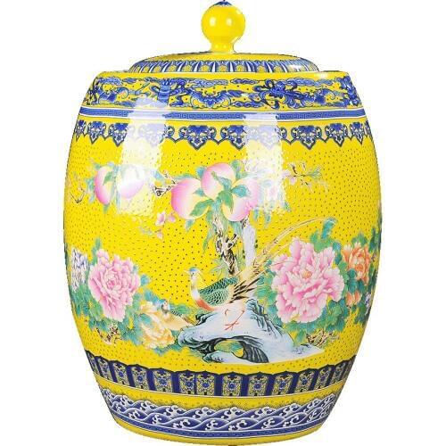 Antique European StyleBig Jar Royal Ceramic Enamel Canister Porcelain Caddy Pastel Home Decoration Jingdezhen Container With Lid