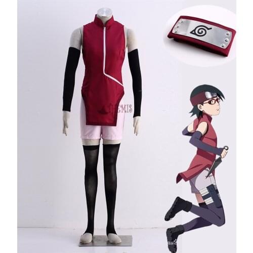 Athemis BORUTO MOVIE Uchiha Sarada Cosplay Costume Kids Women Plus Size Custom Made Size ForHalloween Party Christmas