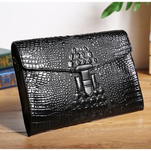 2021 Fashion Large Envvelope Men bag Leather Crocodile Pattern Long Clutch Handbag Male Shoulder bags Messenger bag New Bolsas