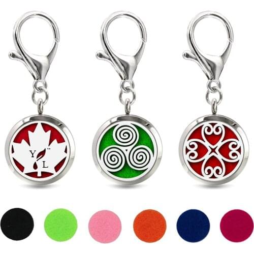 Shape Key Chain Essential Oil Perfume Diffuser 30mm Magnetic Locket with Lobster Clasp Key Ring 10pcs Pads Free