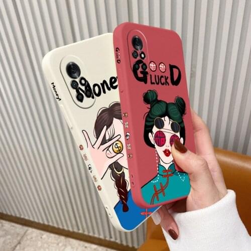 Friendly Girl Phone Case For Huawei Nova8 8Pro 8SE Nova 7 7Pro 7SE 6 6se 5 5Pro 5Z 5I 5Ipro 5T 4 4E Liquid Silicone Cover