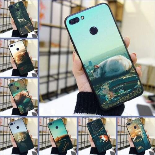 Phone Case For Huawei Y5 Y6 Y7 Prime 2018 Y9 2019 City Cat Funny Soft Silicone Back Cover For Huawei Y3 Y5 Y6 Y7 2017 II Pro
