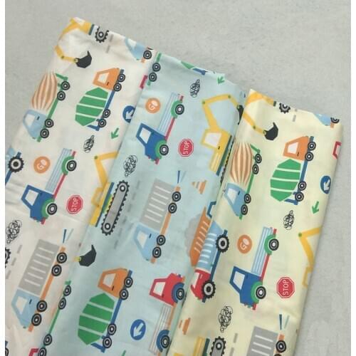 Pretty Various Cartoon Construction Vehicles Cars Truck Printed 100% Cotton Fabric Car patchwork quilting bedding cushion baby