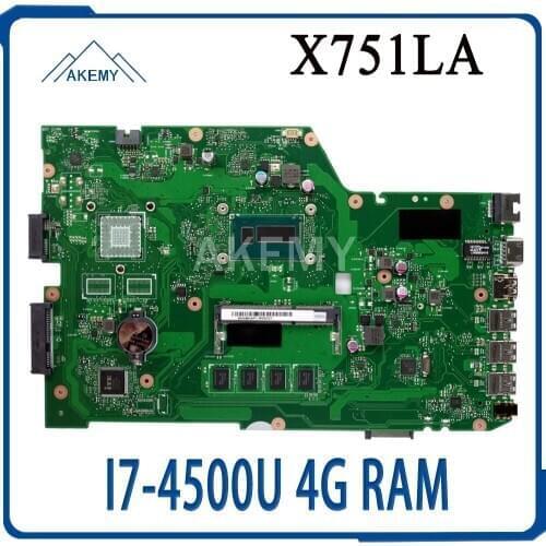 For Asus X751LA X751L X751LD R752LD R752LA R752LN rev2.0 I7-4500U laptop motherboard tested 100% work original mainboard