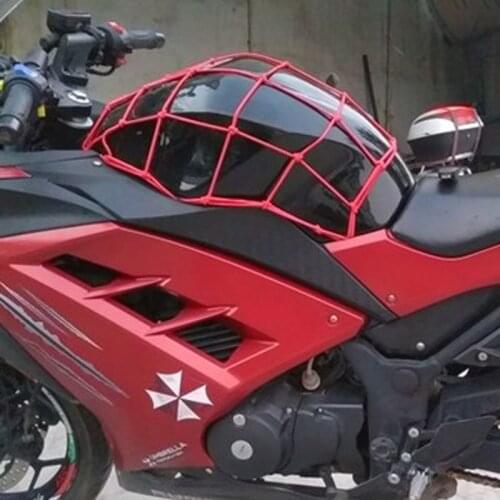 30*30cm Motorcycle Fuel Tank Helmet Net Moto Cargo Luggage Jackets Elastic Bungee Mesh for Scooter with 6 Hooks Black