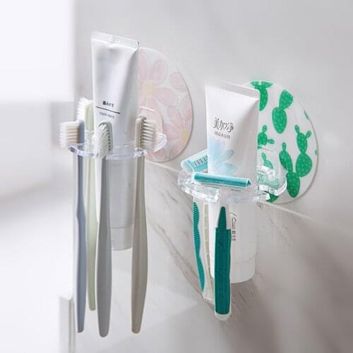 ILFML Creative Punch-free Toothbrush Holder Toothpaste Storage Rack Shaver Tooth Brush Dispenser Bathroom Organizer Accessories