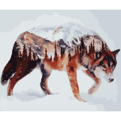 Painting By Numbers DIY Dropshipping 40x50 60x75 50x65cm Snow Wolf Forest Animal Canvas Wedding Decoration Art picture Gift