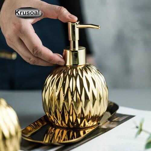 Ceramic Electroplated Lotion Dispenser Bottle Sanitizer Shampoo Shower Gel Bottle Soap Dispenser Home Hotel Bathroom Accessories