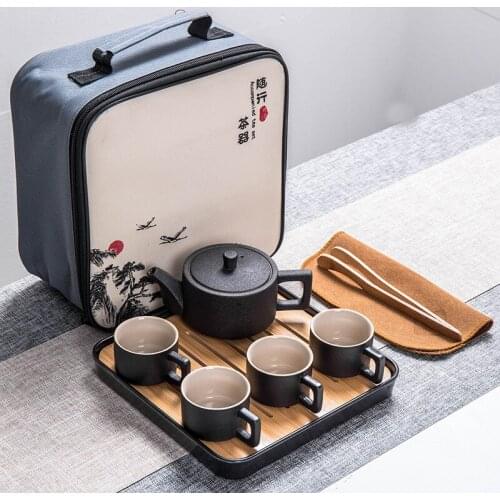 Chinese Kung Fu Tea Set Ceramic Teaware Set Portable Teapot With Bag Teaset Gaiwan Travel Tea Cups of Tea Ceremony Custom Logo