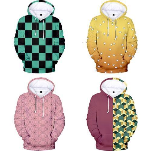 Anime Demon Slayer Kimetsu No Yaiba Tanjiro Kamado Nezuko Cosplay Men Hoodies Sweatshirts 4XL Halloween Costumes For Women CS019