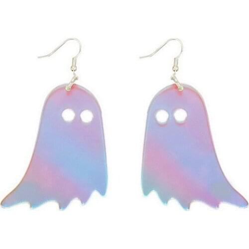 Colorful Big Ghost Acrylic Drop Earrings for Women Geometric Fluorescent Dangle Earrings Halloween Nightclub Jewelry Party Gifts