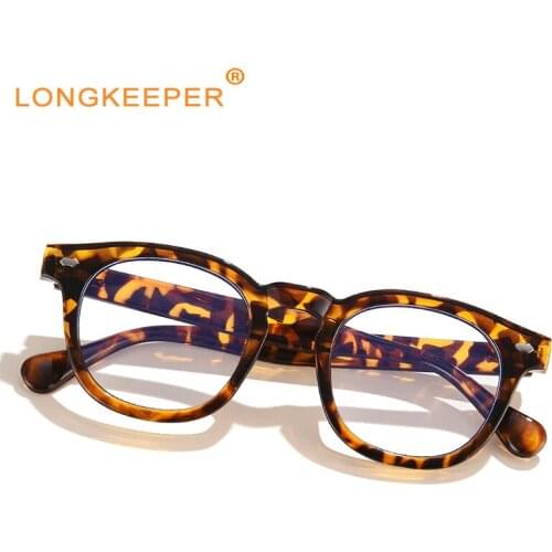 LongKeeper Square Leopard Frame Anti Blue Light Glasses Students Spectacles Women Vintage Blue Light Blocking Glasses Eyewear