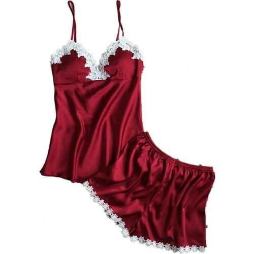 Summer Women Pajama 1 Set V-neck sleeveles Night Soft Delicate Sexy Lingeries set Pajama Sets Women Summer Suit 2XL