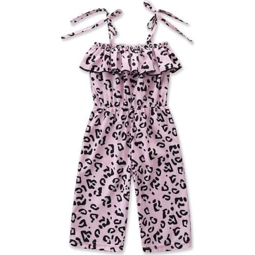Aby Girls Jumpsuit Summer Kids Girls Casual One-piece Fashion Leopard Overalls Girl Jumpsuit Western Style Childrens Clothing