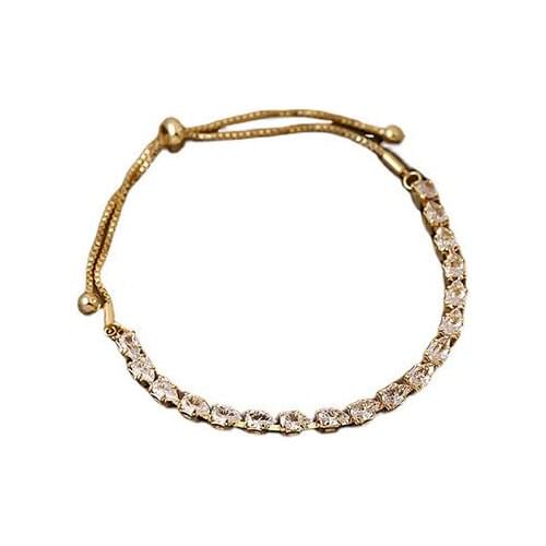 POTCET Korea Hot Selling Fashion Jewelry Simple Atmosphere Luxury Shiny Zircon Adjustable Bracelet Elegant Lady Party Bracelet