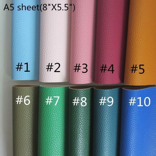 A5 sheet 8"X5.5"(21X15cm) sythetic leather fabric litchi faux leatherette PU leather fabric for bows craft Sewing 1pieces F0307