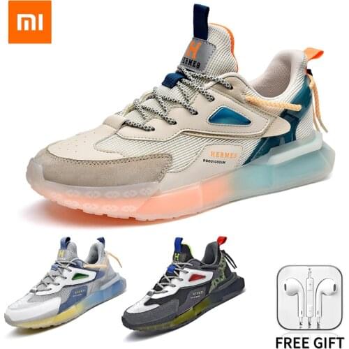 Xiaomi Youpin Seneakers Men Runng Shoes Casual Flats Male 2021 Fashion Patchwork Color Breathable Lace-Up Outdoor Sports Loafers