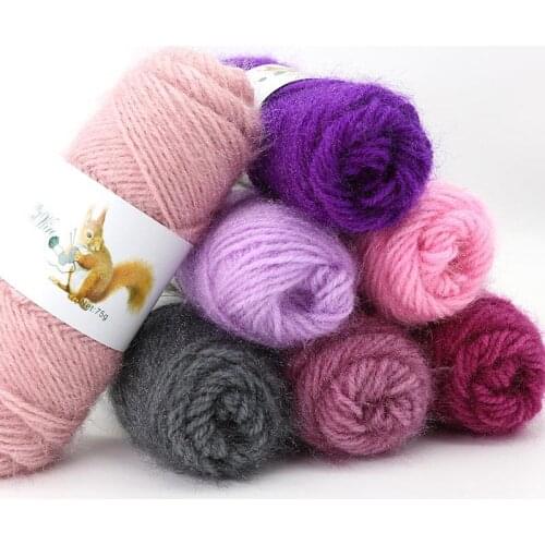 75Gram Soft Long Squirrel Cashmere Yarn Fine Worsted Hand Knitting Wool Thread Skein for Making Cardigan Scarf Hat Sweater Doll