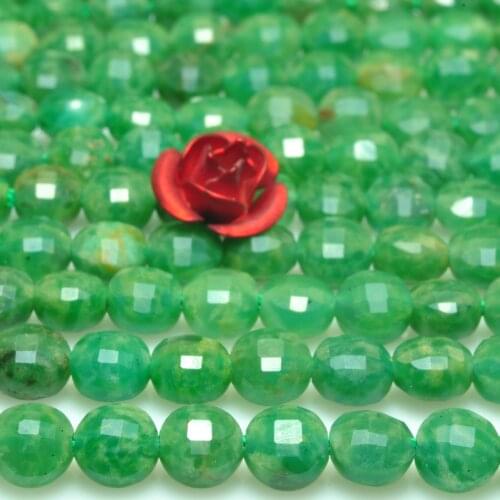 Natural African Green Jade Faceted Coin Loose Beads Wholesale Gemstone Semi Precious Stone Bracelet Necklace For Jewelry Making
