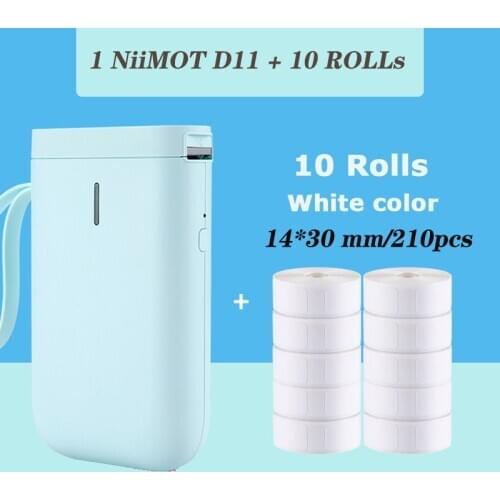 Jingchen/ Niimbot D11 Label add 10Rolls White label Price Sticker mini Portable Thermal Label Printer Home and Office use