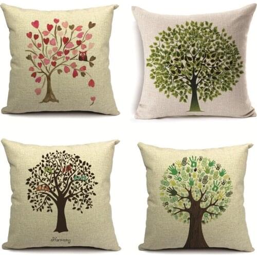 New Fashion 18'' Perfect Green Tree Cotton Linen Square Throw Pillow Case Spring Cushion Cover conjies