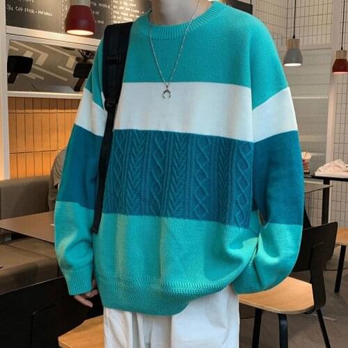 INXYZ 2021 Autumn Men Korean Style Clothing Knitted Sweater Casual Handsome Fashion Striped Pullovers Women Warm Sweater