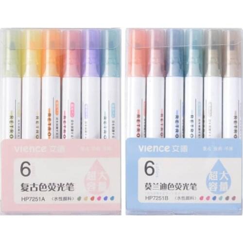 Pastel Highlighters with Chisel Tip, Cute Morandi Macron Assorted Ink-6Colors Marker Pens Set Students Children Gift