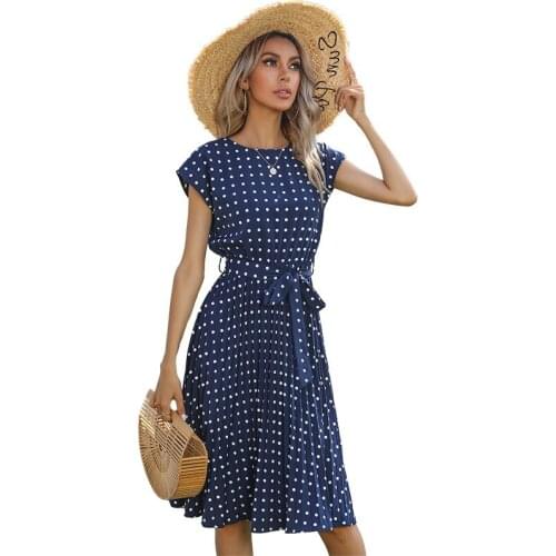 Summer Woman Dress Flying Sleeve Print Dresses for Women Belt DOT Vestido De Mujer Ropa Mujer Talla Grande Vestido Feminino