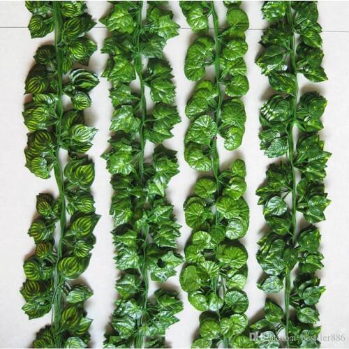 2 M 12Pcs Wired Ivy Leaves Garland Silk Artificial Vine Greenery For Wedding Home Office Decoratiove Wreaths 2019 New Style