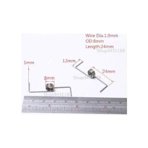 Wire Dia.1mm OD8mm,L24mm, 4Circles Stainless steel springs Torsion spring DIY for Woodworking