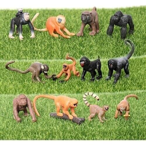 Realistic Hand Painted Wild Animals Baboon,gorilla,chimpanzee,mandrill,Monkey and Apes Model figures Miniature Educational Toys