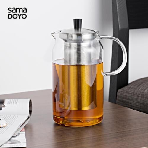 Samadoyo Elegant Cup Heat Resistant Glass Teapot Kungfu Tea Set With Stainless Steel Filter Infuser de cha Convenient Office Tea