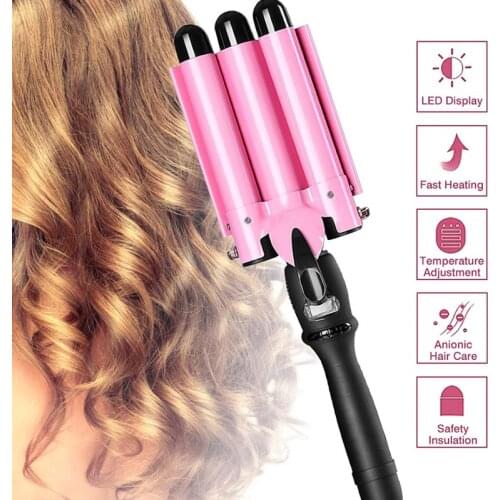 Hair Curling Iron LED Ceramic Triple Barrel Hair Curler Irons Electric Hair Wave Waver Styling Tools Automatic Hair Styler Wand