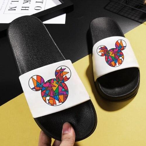 Summer women slippers Cute Mouse head fun Cartoon Print slippers 90s girls Harajuku women Slides Flat Shoes zapatillas mujer