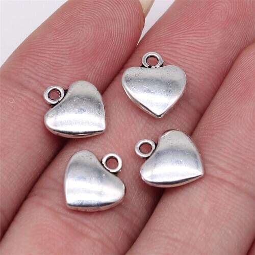WYSIWYG 20pcs 12x10mm Heart Pendant Charm Metal Alloy Heart Pendant Heart Pendants Vintage DIY Accessories For Jewelry Making