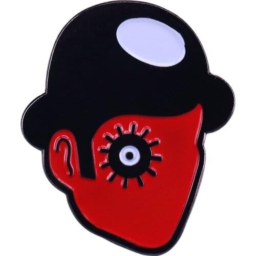 Clockwork Orange Face Badge Alex Largo Ultras Pin Dystopian Violent Crime Film Jewelry