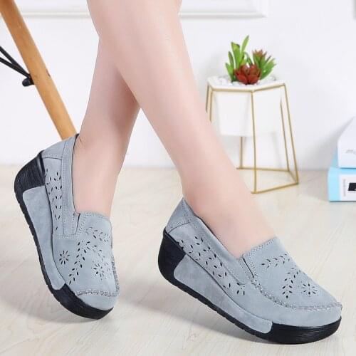 Women Flat Wedge Sandals Platform Sneakers Shoes Leather Suede Casual Shoes Slip on Flats Creepers Moccasins Sandalias