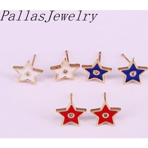 12Pairs Gold Filled NEW Fashion Mix Color Enamel Cute Star Earrings For Women Charm Stud Earring