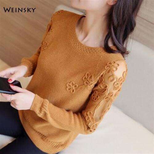 Women Knitted Sweater And Pullovers Korean Fashion Style Solid Jumper Sweaters Winter And Autumn 2019 New Tops