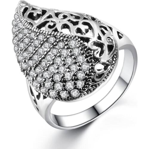 Women Ring Beautiful anniversary gift Electroplating Polishing Proces Banquet Fashion Jewelry Fashion silver leaf shape ring