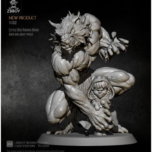 1/24 Reisn Figure Kits Little Red Riding Hood and the Giant Wolf Guardian Model Kits TD-2259