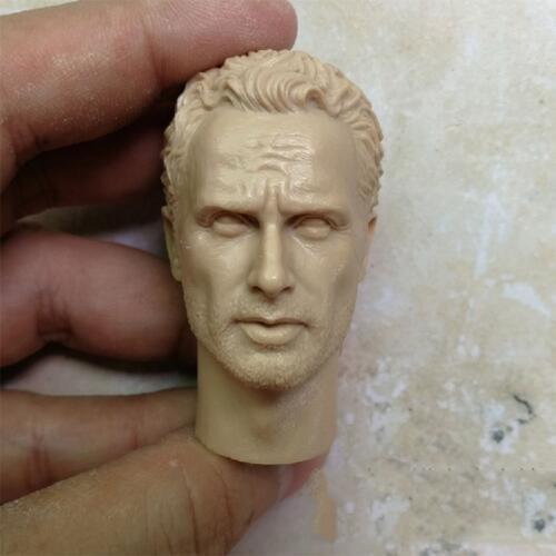 1/6 Walking Dead Rick Unpainted Head DM Version for 12''Action Figures Bodies