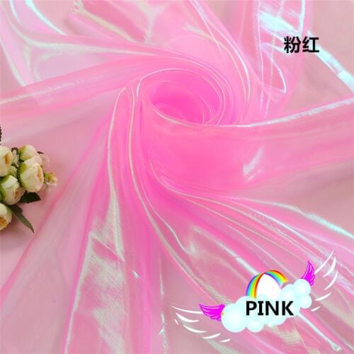 150cm*100cm Fluorescent Fabrics Colorful Shiny Gauze Fabric Stage Wedding Decor Tissue Voile Transparent Holographic Fabric