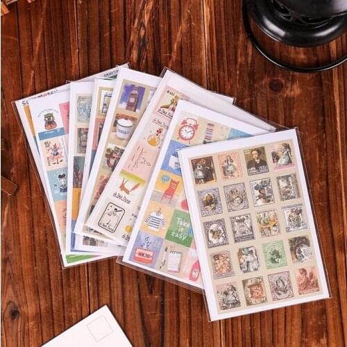 4pcs/pack Vintage Alice Series Diary Scrapbooking Stickers Stationery Kawaii Planner Stickers