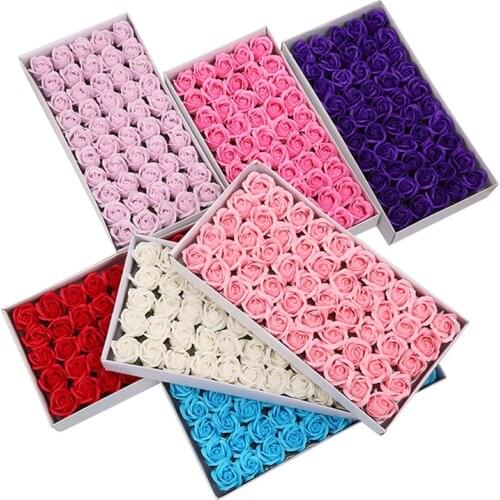 50Pcs 3 Layers Artificial Rose Soap Flowers Head Eternal Flowers Bouquet Wedding Valentine Mothers Day DIY Bouquet Materials