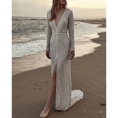 BAZIIINGAAA Luxury Woman Cocktail Dress Beaded Sequins Long Elegant Night Cocktail Party Formal Dresses for Wedding Plus Size