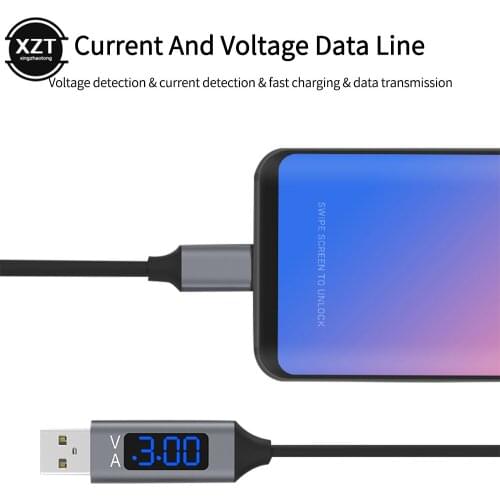 USB Type C Fast Quick Charge QC 3.0 with LED Voltage Current Smart Display for Xiaomi Huawei Micro USB/Type-C Chargeur Cord Line