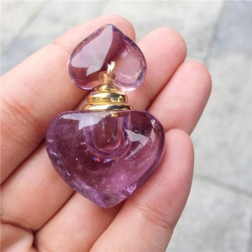 Pure natural amethyst carved wishing bottle heart pendant perfume bottle necklace lanugo bottle auspicious gift
